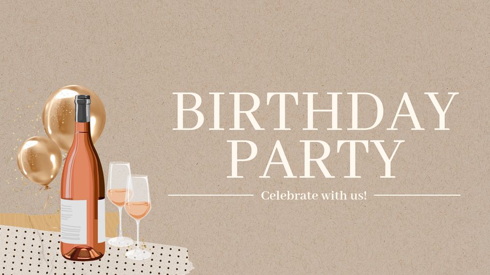 Birthday party YouTube thumbnail template, editable design