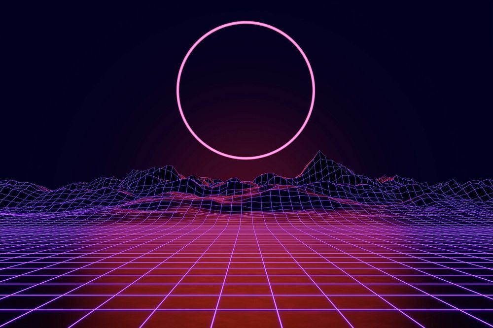 Retro futuristic vaporwave background, neon purple, editable design