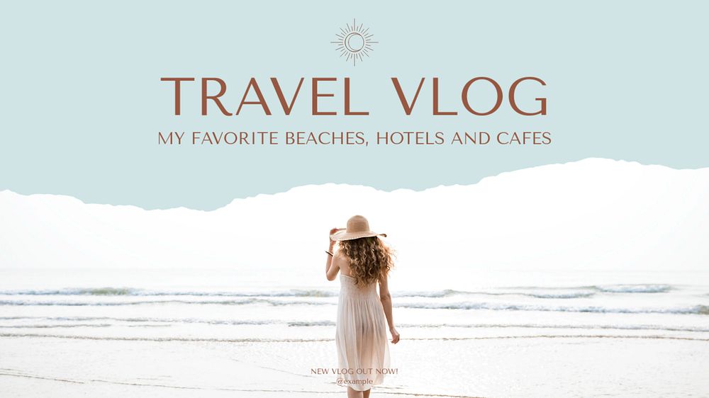 Travel vlog blog banner template, editable text & design