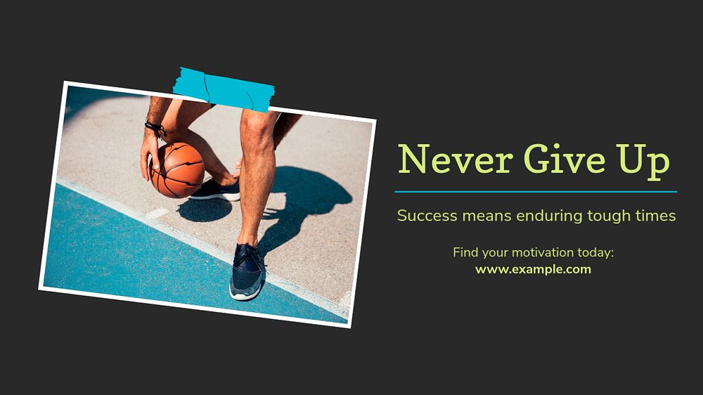 Never give up blog banner template, editable text