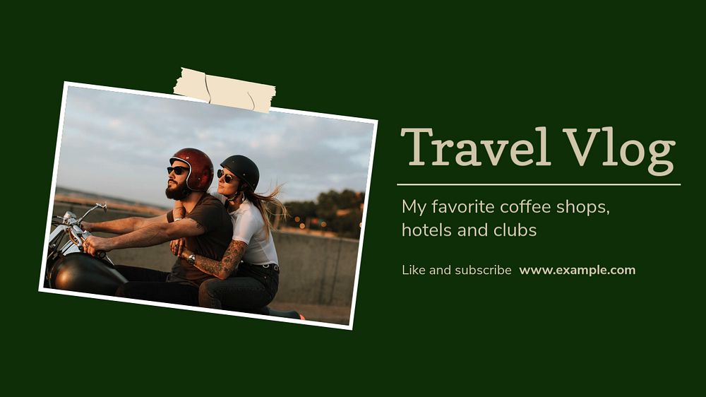 Travel vlog blog banner template, editable text