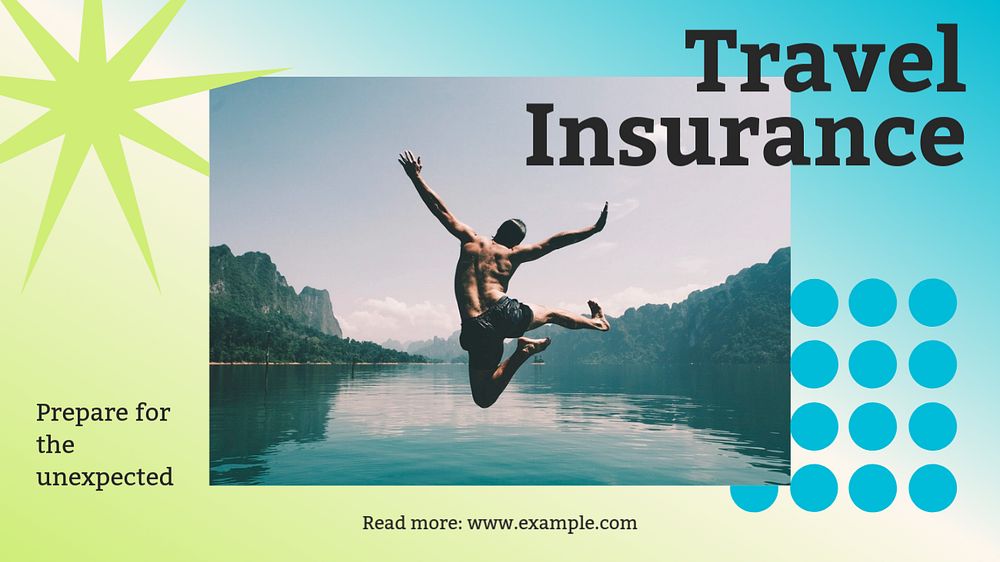 Travel insurance blog banner template, editable text