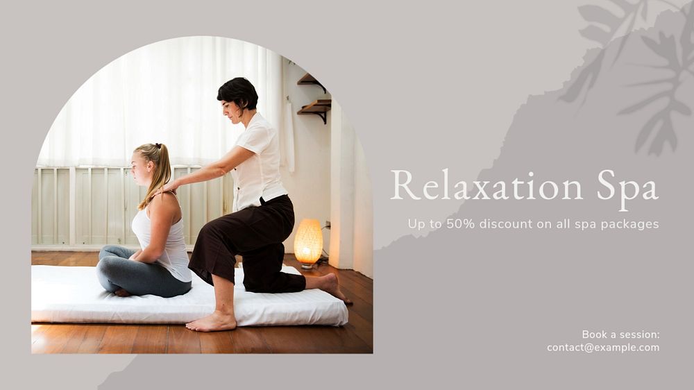 Relaxation spa blog banner template, editable text & design