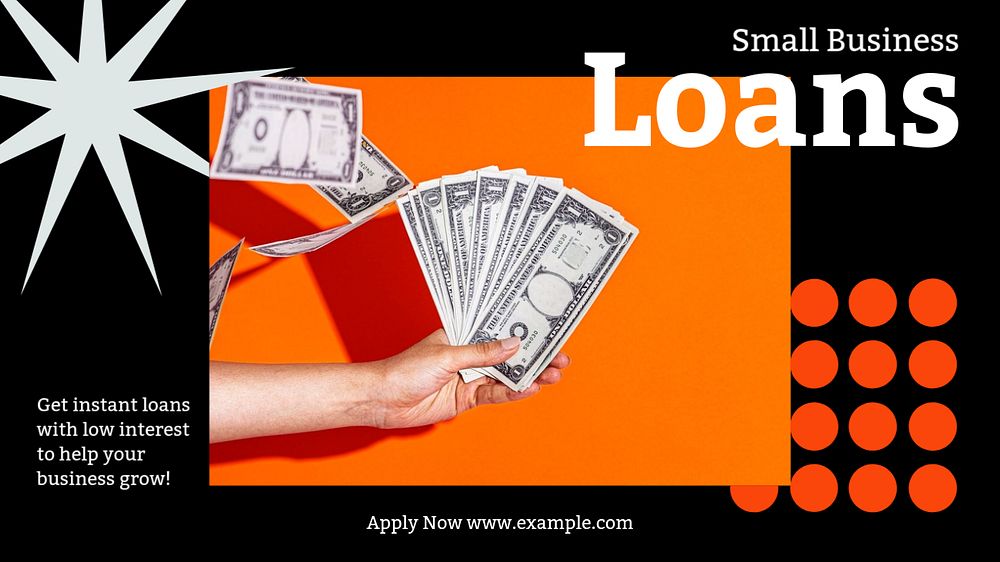 Small business loans blog banner template, editable text