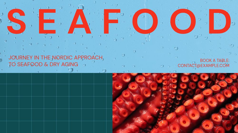 Seafood restaurant blog banner template, editable text