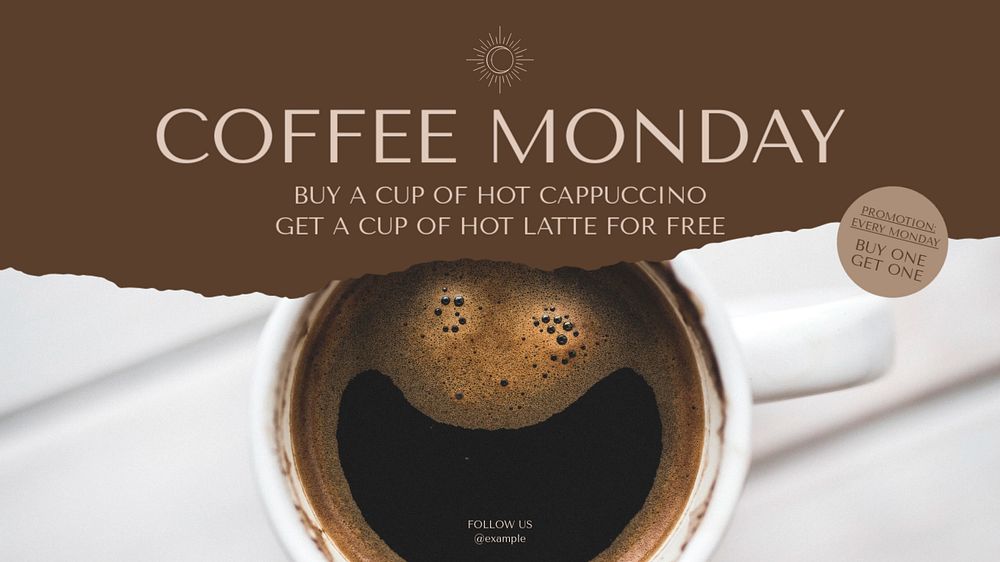 Coffee Monday blog banner template, editable text & design