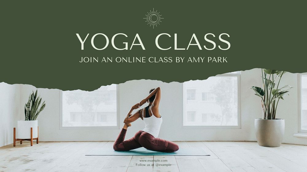 Yoga class blog banner template, editable text & design