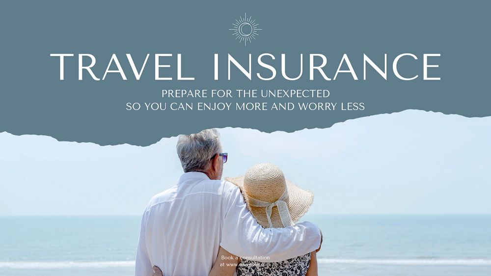 Travel insurance blog banner template, editable text & design