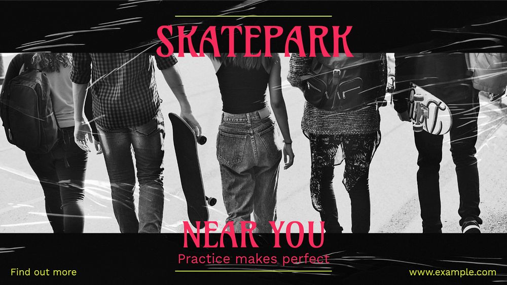 Skatepark near you blog banner template, editable text