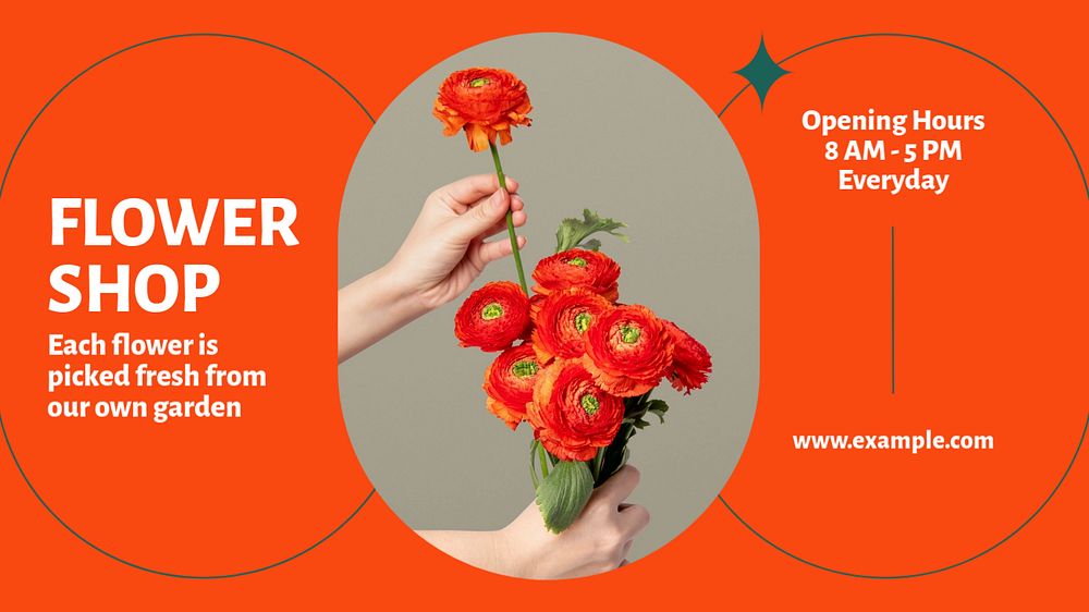 Flower shop blog banner template, editable text