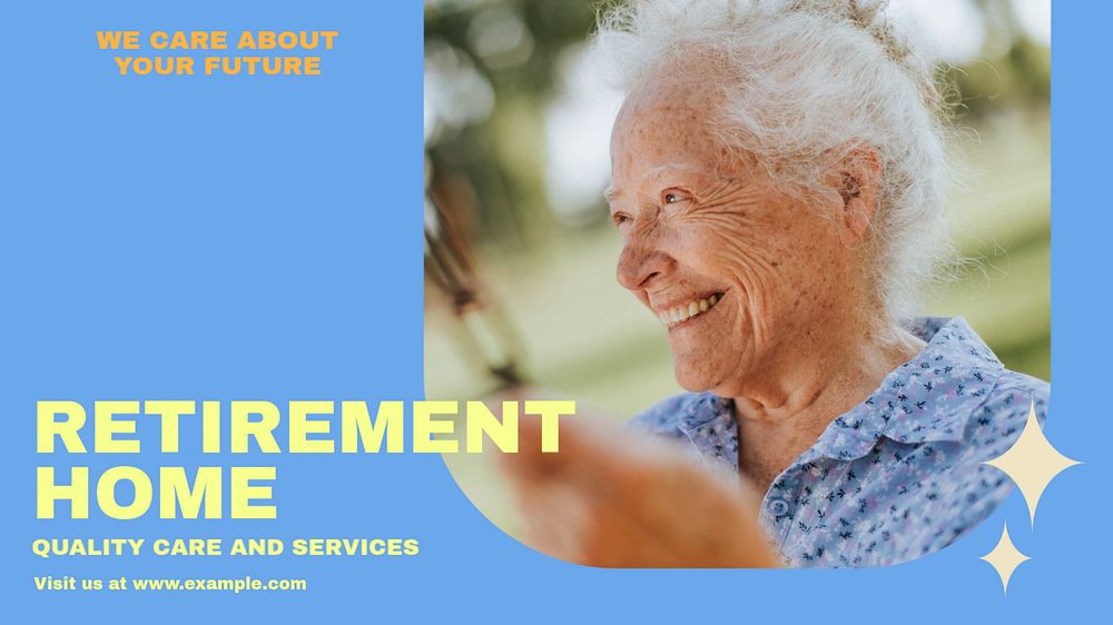 Retirement home blog banner template, editable text