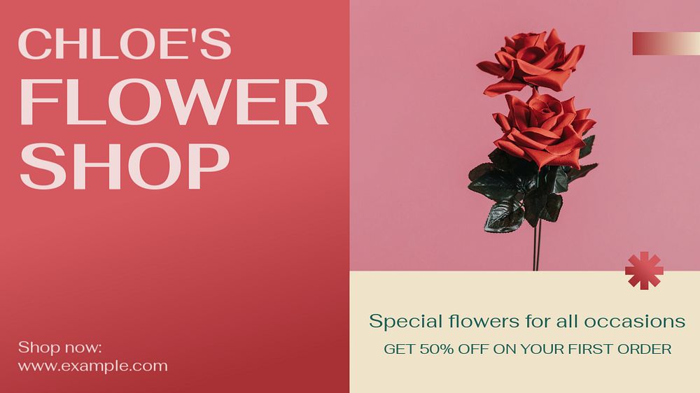 Flower shop blog banner template, editable text