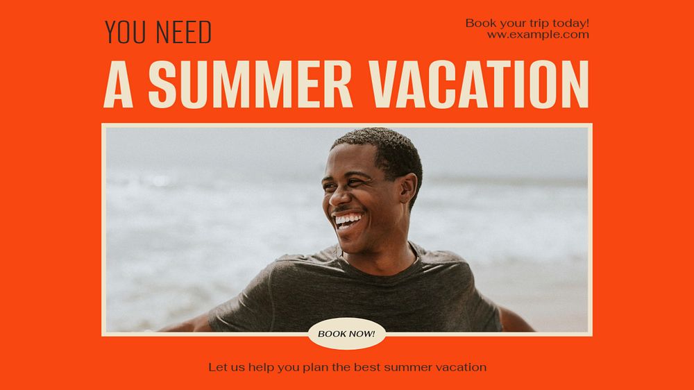 Summer vacation blog banner template, editable text