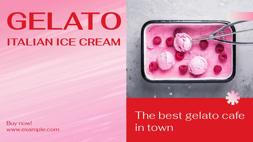 Gelato ice cream blog banner template, editable text