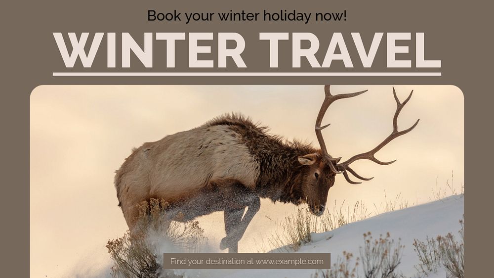 Winter travel blog banner template, editable text