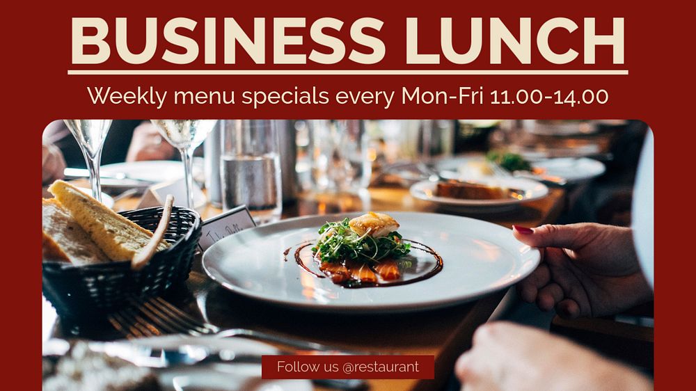 Business lunch blog banner template, editable text