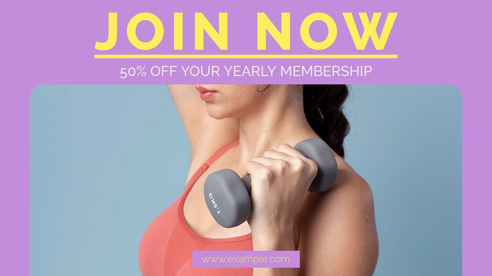 Gym membership blog banner template, editable text