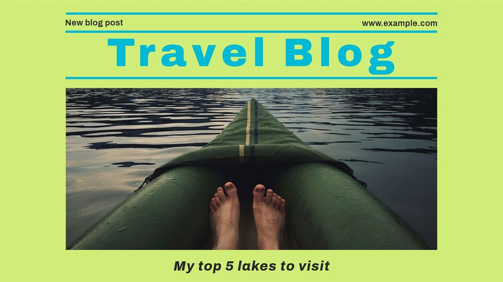 Travel blog blog banner template, editable text