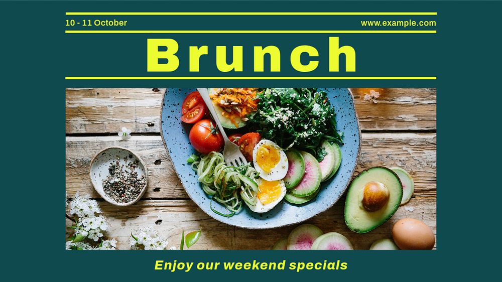 Brunch specials blog banner template, editable text