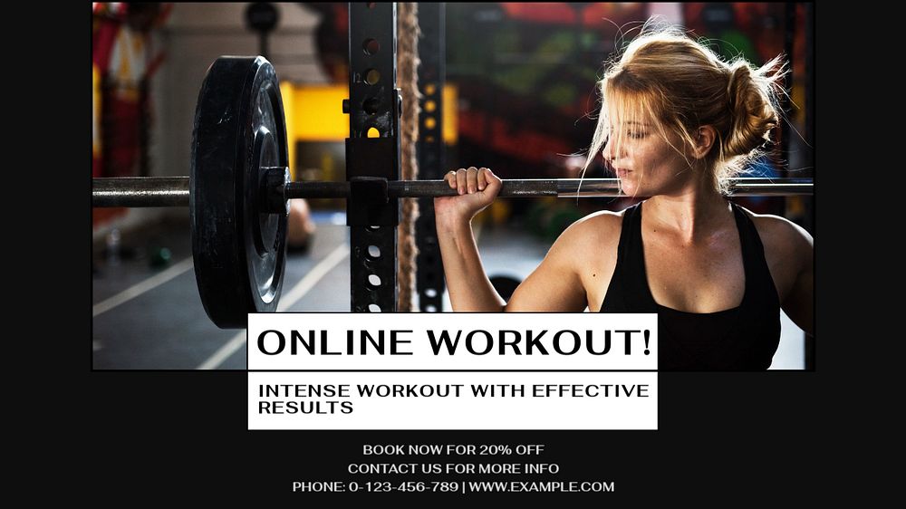 Online workout blog banner template, editable text