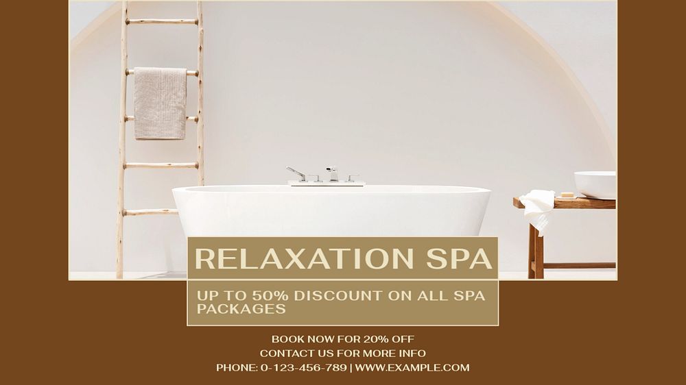 Relaxation spa blog banner template, editable text