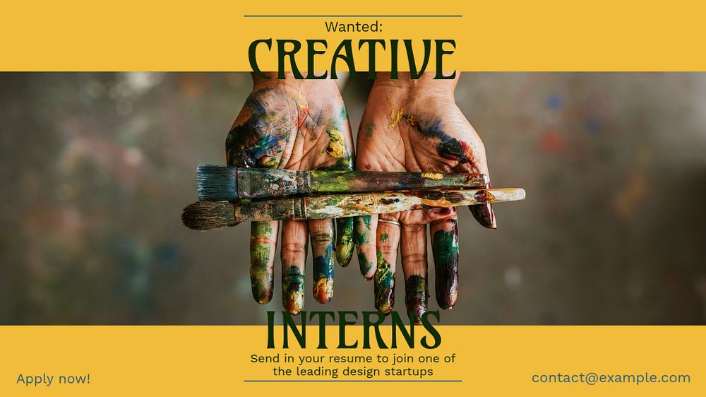 Interns hiring blog banner template, editable text