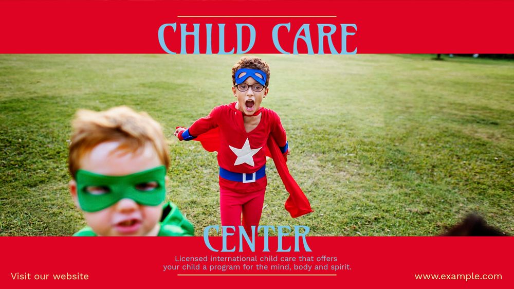 Child care center blog banner template, editable text