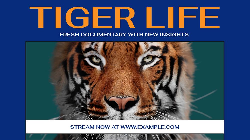 Tiger documentary blog banner template, editable text