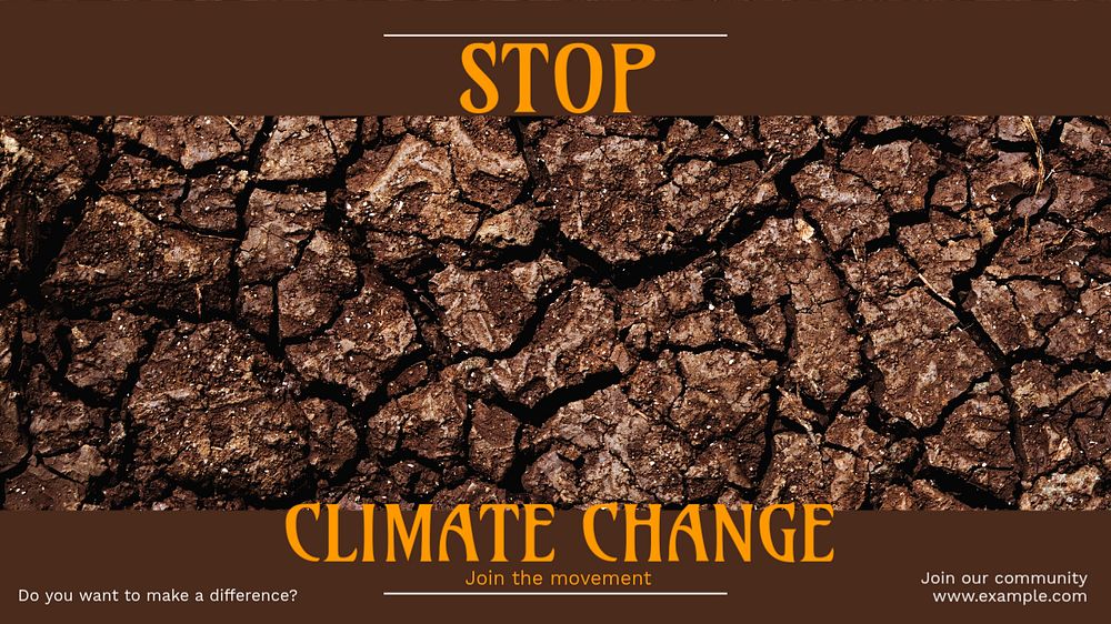 Stop climate change blog banner template, editable text