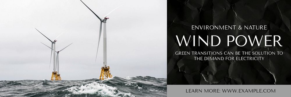 Wind power Twitter header template, customizable design