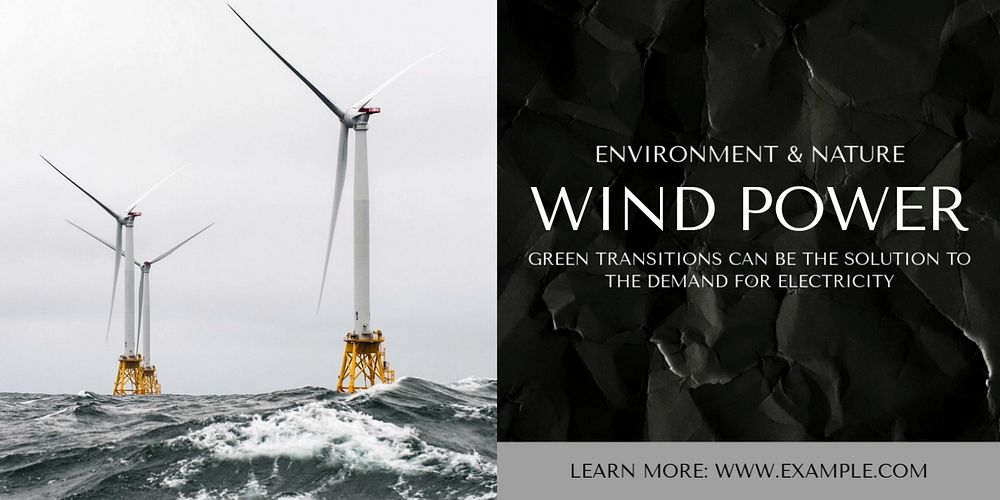 Wind power Twitter ad template, editable text & design