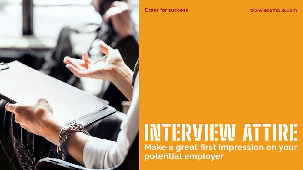 Interview attire blog banner template, editable text