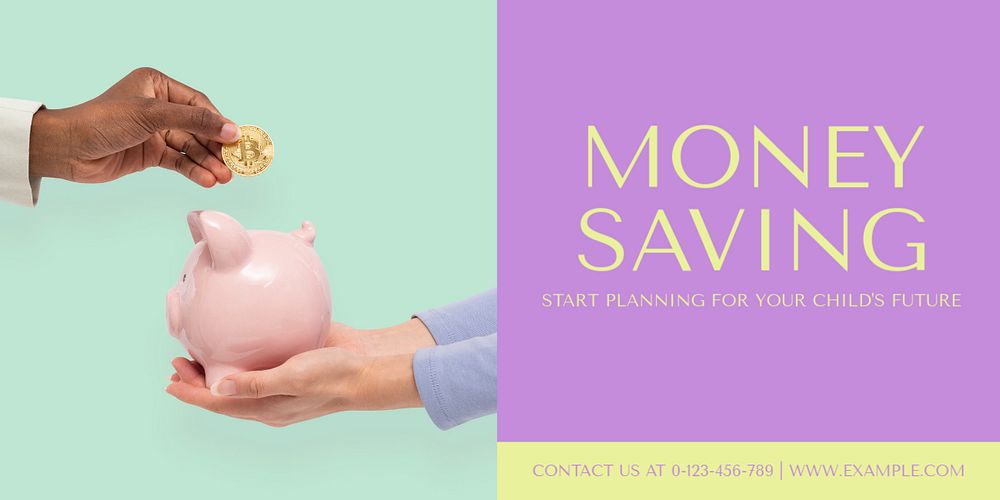 Saving money Twitter ad template, editable text & design