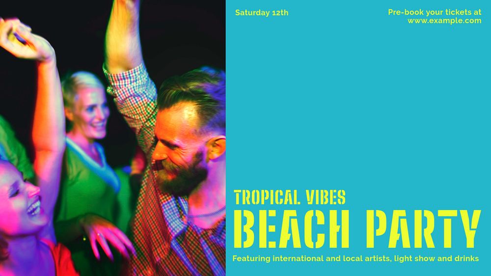 Beach party blog banner template, editable text