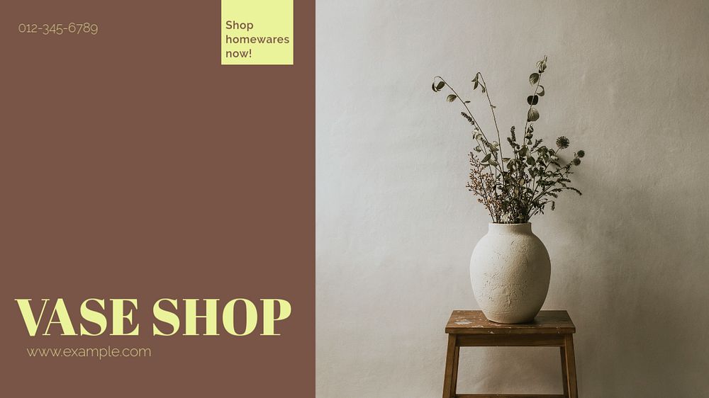 Vase shop blog banner template, editable text