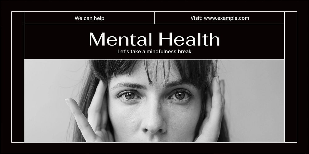 Mental health Twitter ad template, editable text & design