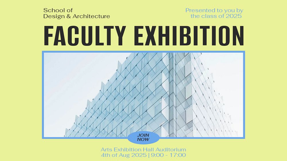 Faculty exhibition blog banner template, editable text