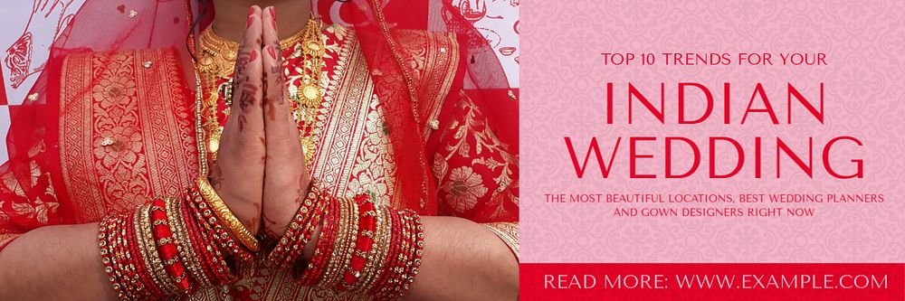 Indian wedding Twitter header template, customizable design