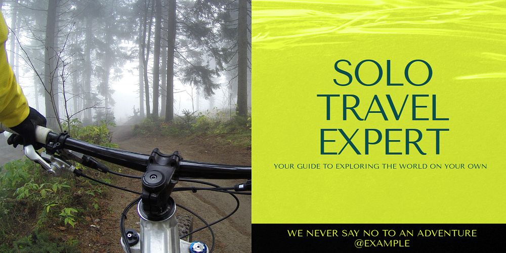 Solo travel Twitter ad template, editable text & design