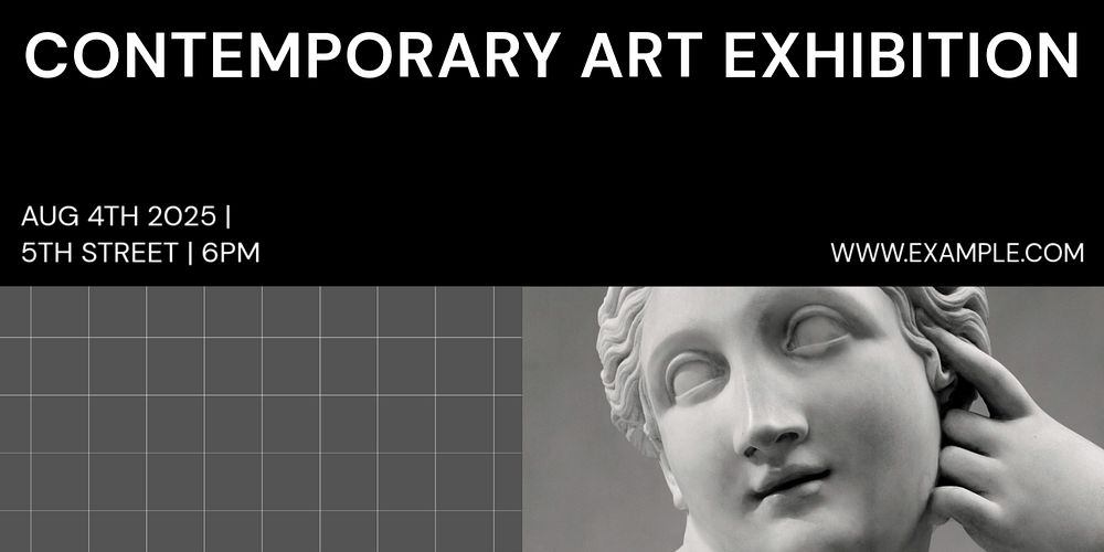 Art exhibition Twitter ad template, editable text & design