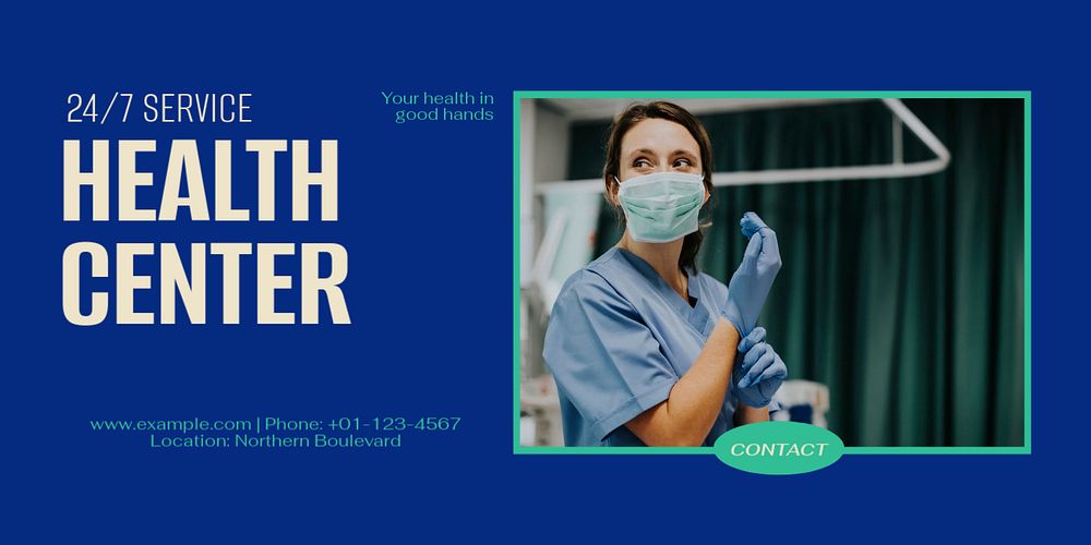 Health center Twitter ad template, editable text & design