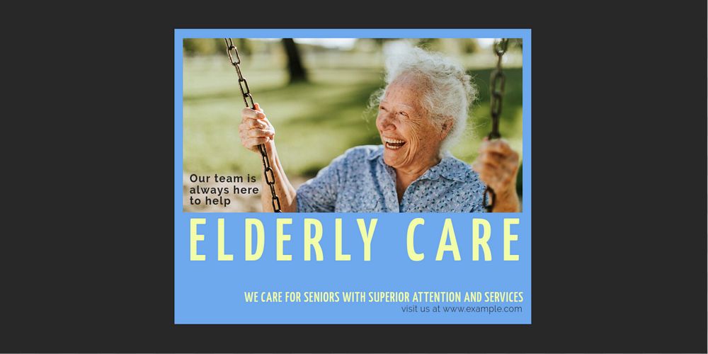 Elderly care Twitter ad template, editable text & design