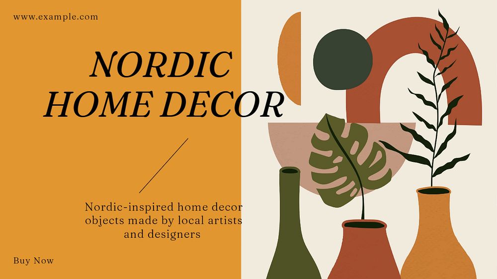 Nordic home decor blog banner template, editable text & design