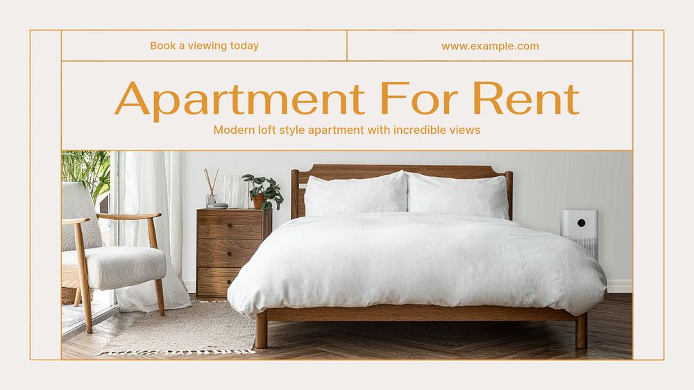 Apartment for rent blog banner template, editable text & design