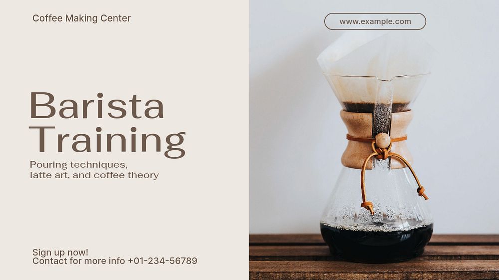 Barista training blog banner template, editable text & design