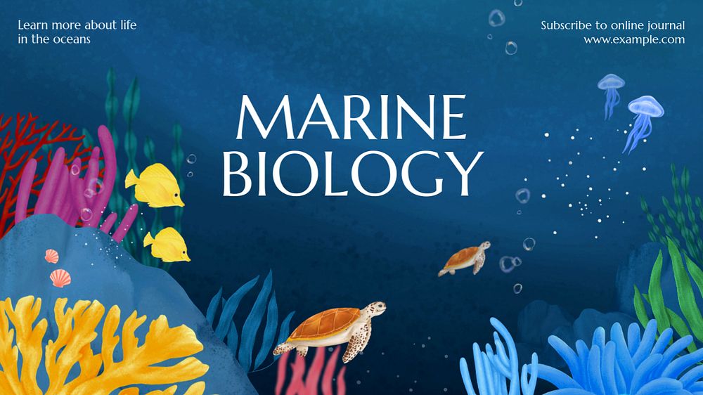 Marine biology blog banner template, editable aesthetic paint remix 