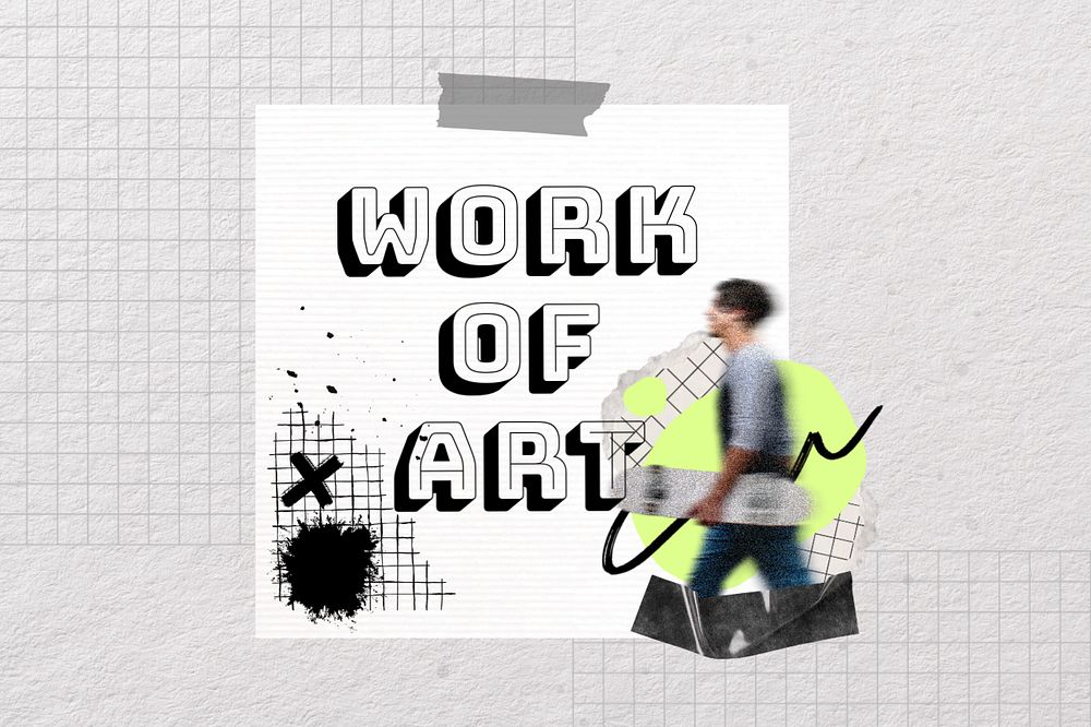 Work of art reminder note, editable collage remix design