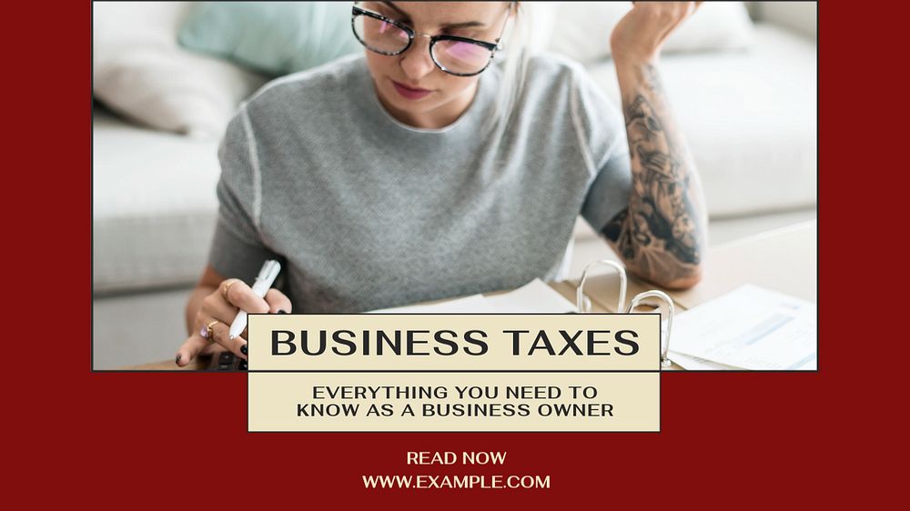 Business tax blog banner template, editable ad