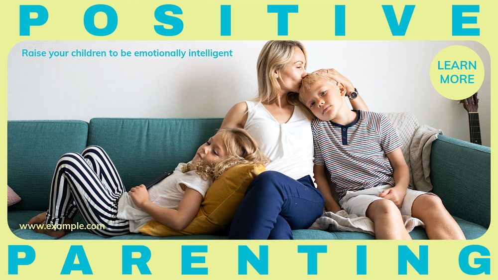 Positive parenting blog banner template, editable ad