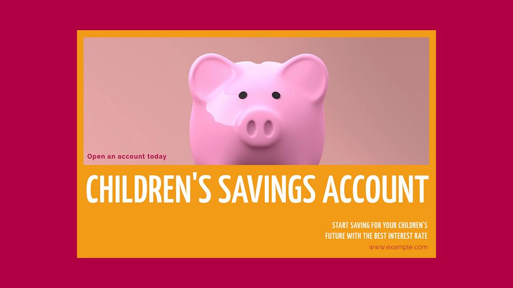 Kid's savings account blog banner template, editable ad